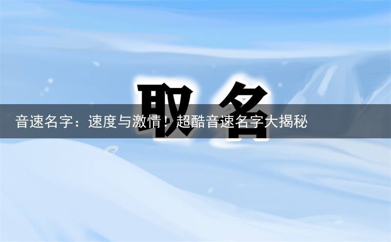 音速名字：速度与激情！超酷音速名字大揭秘