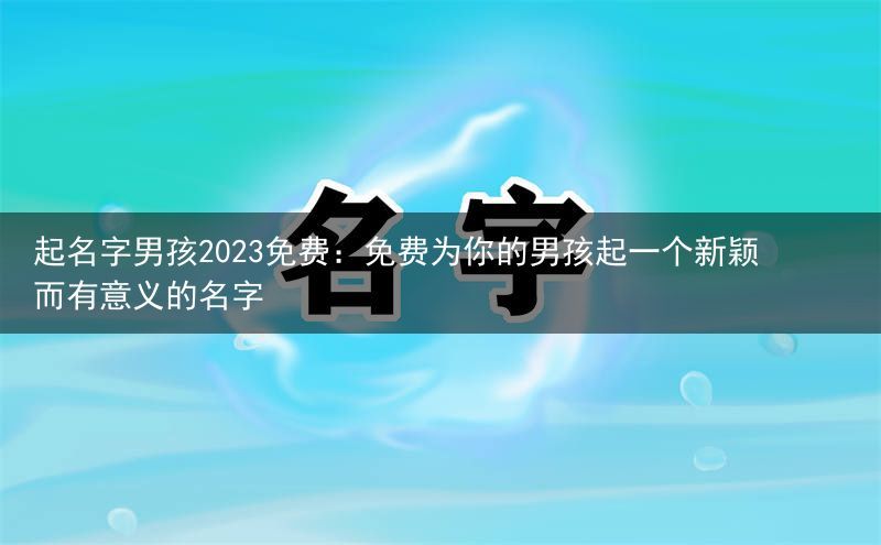 起名字男孩2023免费：免费为你的男孩起一个新颖而有意义的名字