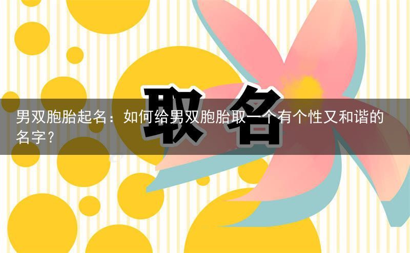 男双胞胎起名：如何给男双胞胎取一个有个性又和谐的名字？